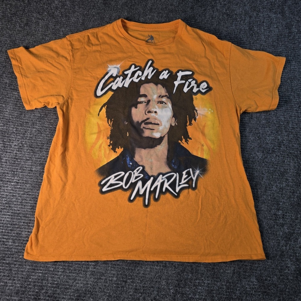 Zion Rootswear Bob Marley Catch A Fire Graphic T-Shirt XL Orange